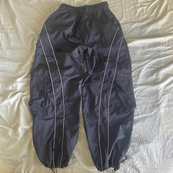 Black techwear joggers with silver detail - baggy fit - Picture 1 of 6